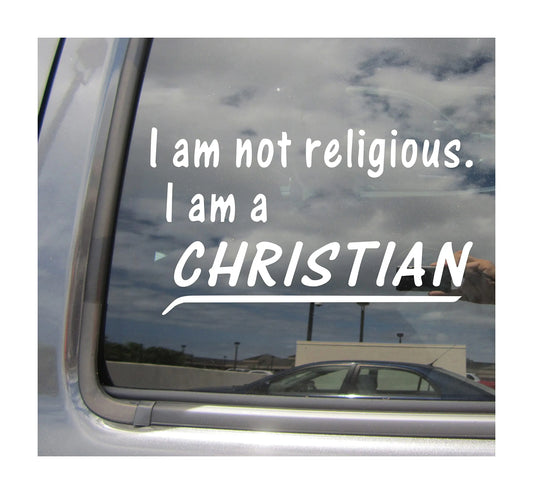 I am not Religious I am a Christian - Christ Follower Car Truck Van Moped Helmet Hard Hat Auto Automotive Craft Cup Tumbler Laptop Vinyl Decal Bumper Window Wall Sticker 08194 Generic