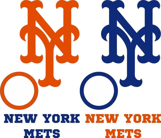 New York Mets Cornhole Decals - 8 Cornhole Decals with Circles - 2 Free Window Decals Creations Unlimited