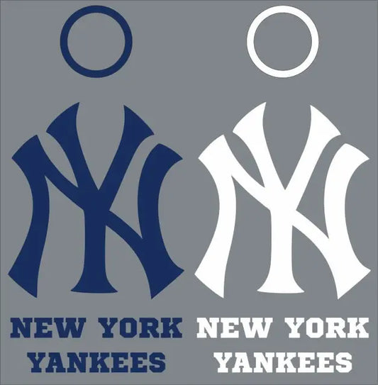 New York Yankees Cornhole Decals - 6 Cornhole Decals with Circles - 2 Free Window Decals Creations Unlimited