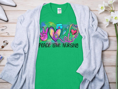 Peace Love Nurse, Future Nurse Gift Idea, Nursing School Student Grad, RN LPN, Nurse Life, Funny Nurse Quality Gildan Tee Support a Nurse - Creations Unlimited