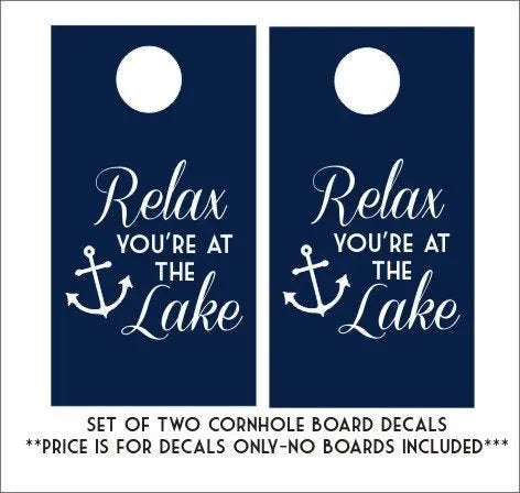 Relax You're at the Lake Decals Set of 2 Cornhole Decals Wedding Cornhole Board Decals hiusan