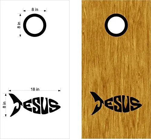 StickerChef Jesus Fish Christian Cornhole Board Wrap Decals Stickers Bean Bag Toss with Rings StickerChef