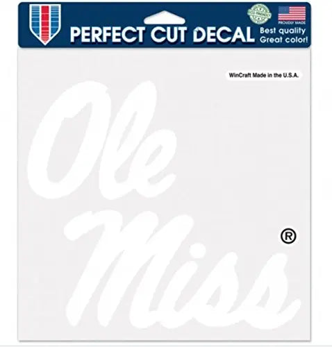 WinCraft NCAA University of Mississippi Ole Miss Rebels 8 x 8 inch Perfect Cut White Decal WinCraft