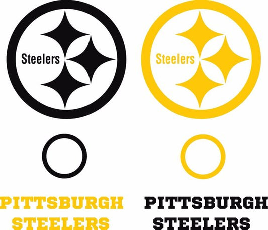 Pittsburgh Steelers NFL Cornhole Decals - 6 Cornhole Decals with Circles - 2 Free Window Decals